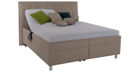 POLSTERBETT Matratze, Lattenrost, Bettkasten 160/200 cm in Cappuccino - Birkefarben/Silberfarben, KONVENTIONELL, Holz/Textil (160/200cm) - Esposa