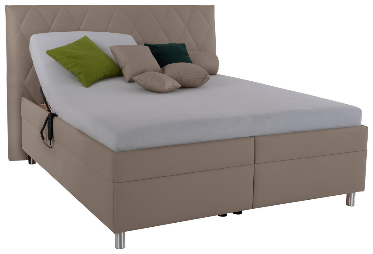 POLSTERBETT Matratze, Lattenrost, Bettkasten 160/200 cm  in Cappuccino  - Birkefarben/Silberfarben, KONVENTIONELL, Holz/Textil (160/200cm) - Esposa
