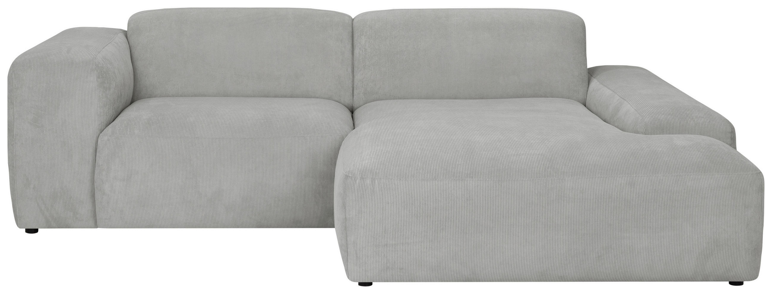 ECKSOFA HANNAH Hellgrau Cord  - Hellgrau/Schwarz, Design, Kunststoff/Textil (252/170cm) - MID.YOU