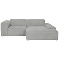 ECKSOFA HANNAH Hellgrau Cord  - Hellgrau/Schwarz, Design, Kunststoff/Textil (252/170cm) - MID.YOU