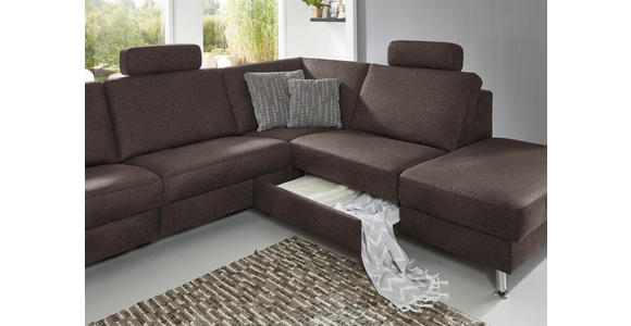 ECKSOFA in Mikrofaser Braun  - Alufarben/Braun, Design, Textil/Metall (275/242cm) - Dieter Knoll