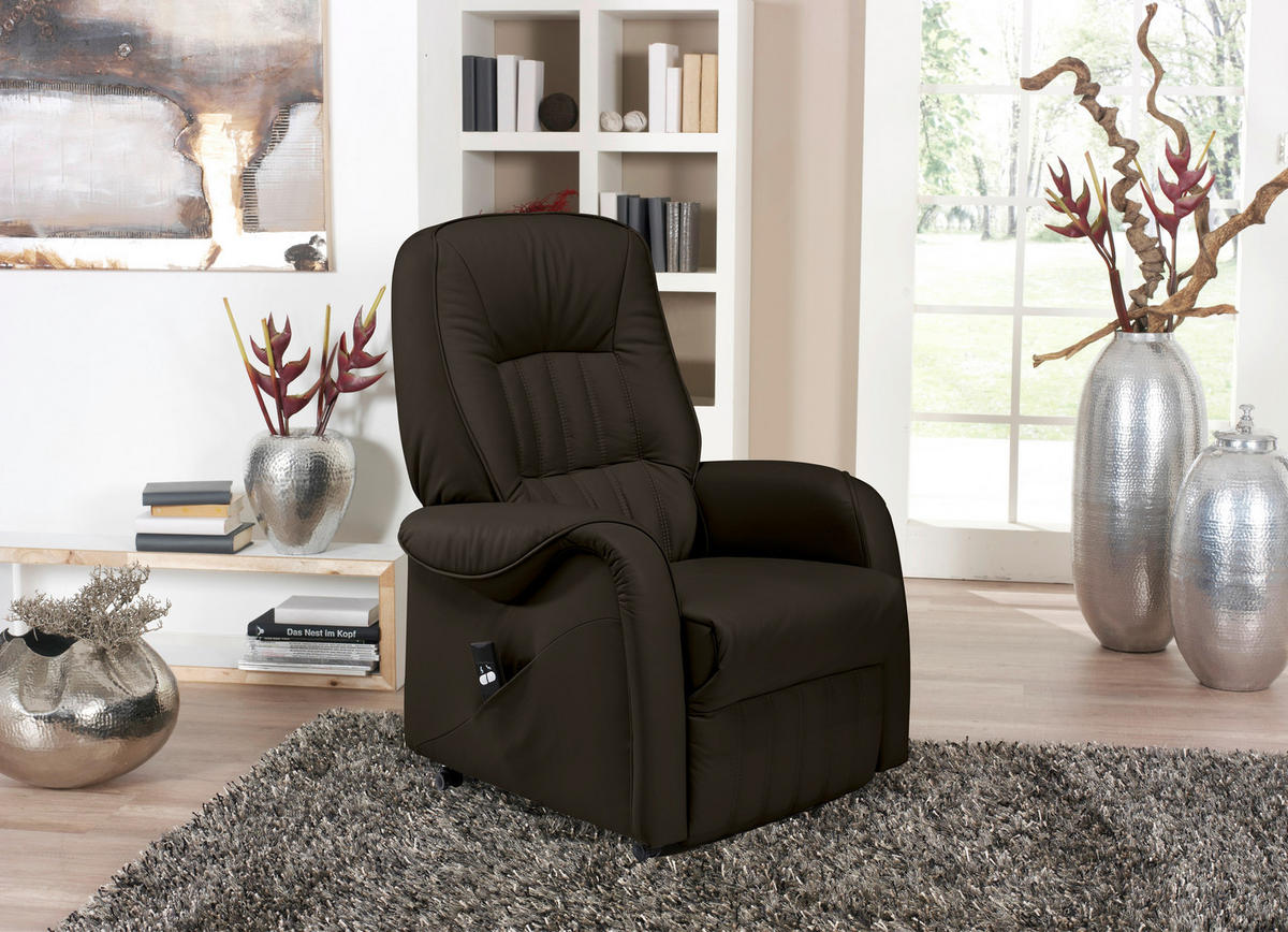 FERNSEHSESSEL in Schwarz  - Schwarz, KONVENTIONELL, Leder (78/107/93cm) - Himolla
