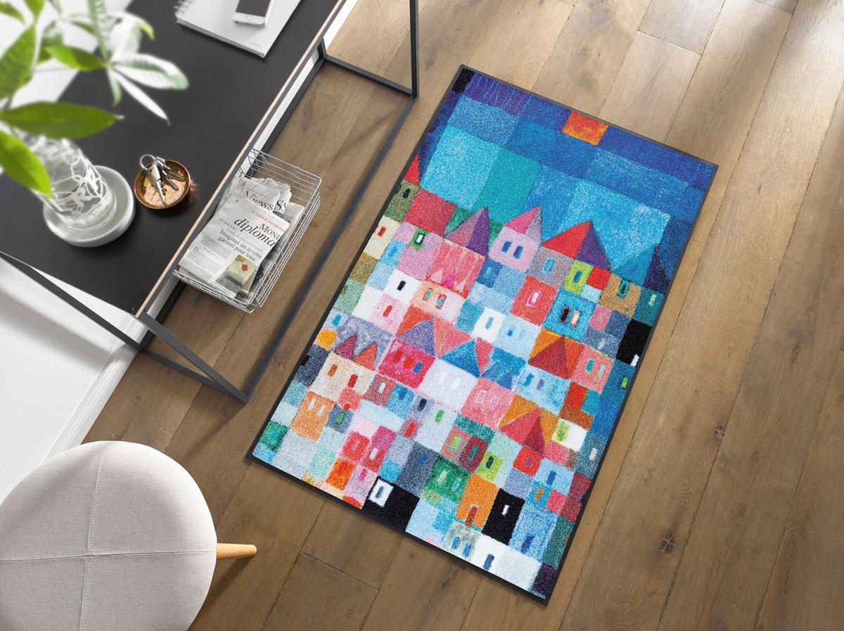 FUßMATTE 75/120 cm Colourful Houses  - Multicolor, Trend, Kunststoff/Textil (75/120cm) - wash+dry