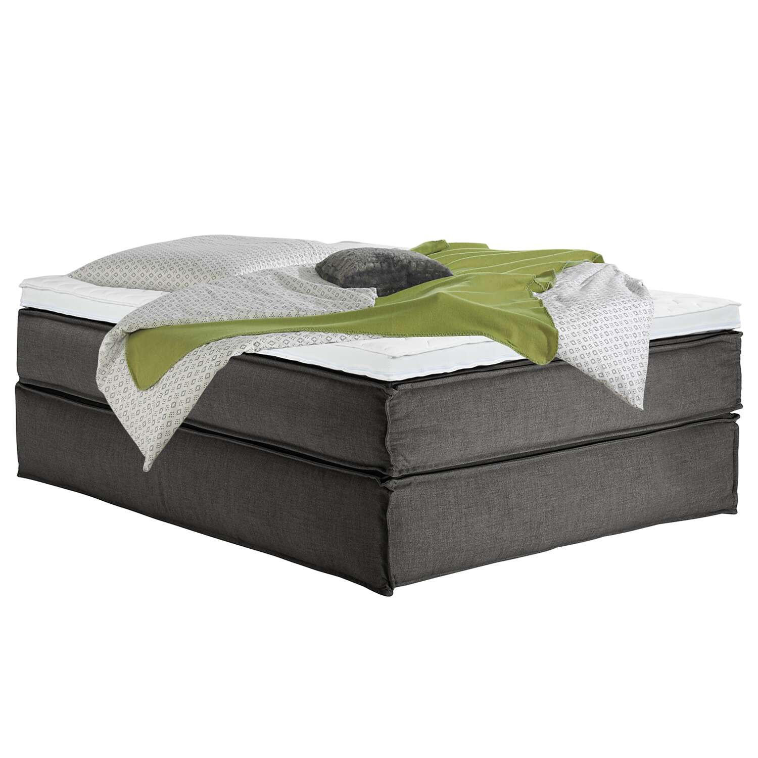 BOXSPRINGBETT 140/220 cm  in Anthrazit  - Anthrazit/Schwarz, Design, Textil (140/220cm) - home24