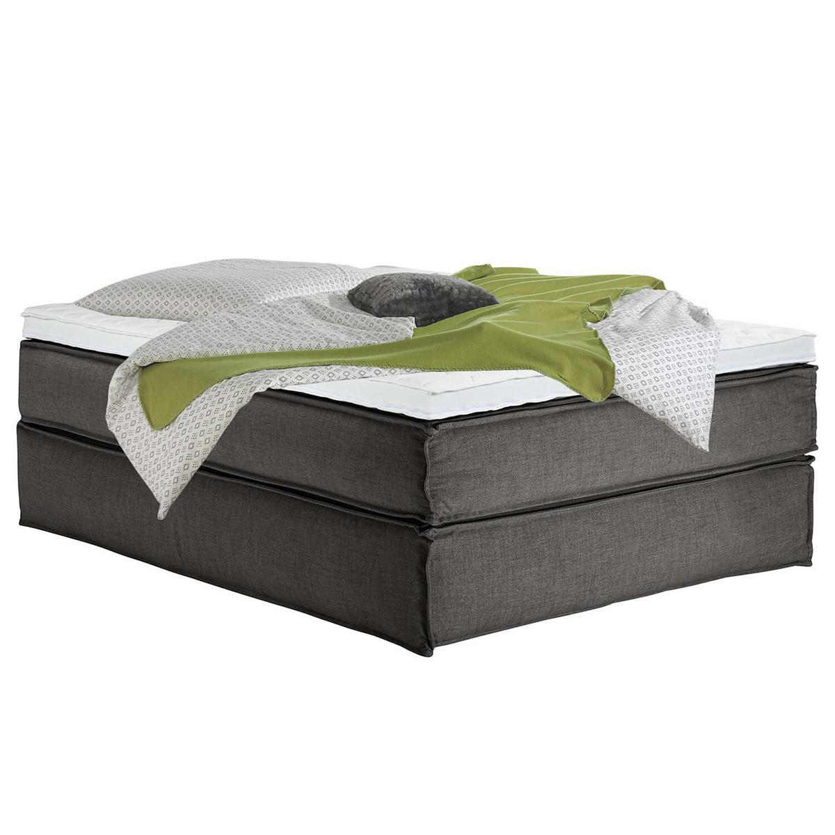 BOXSPRINGBETT 140/220 cm  in Anthrazit  - Anthrazit/Schwarz, Design, Textil (140/220cm) - home24