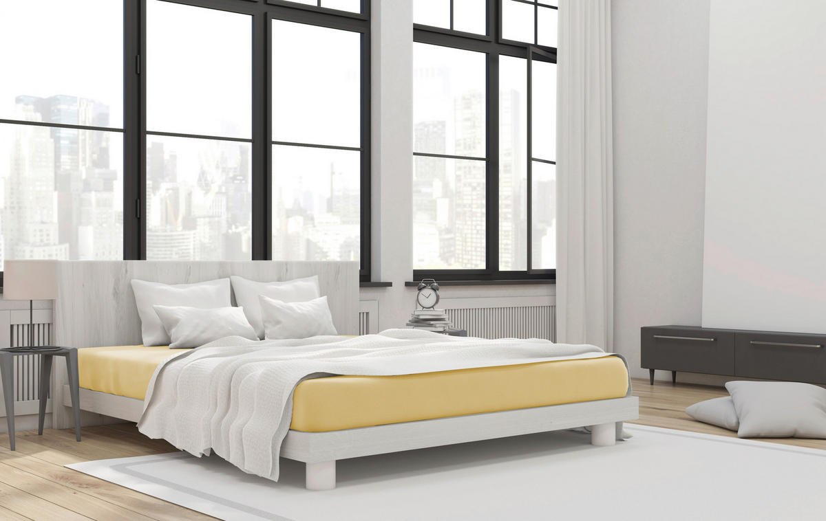 SPANNLEINTUCH 190/200 cm Jersey  - Senfgelb, Basics, Textil (190/200cm)