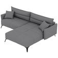 ECKSOFA in Cord Grau  253/180 cm  - Schwarz/Grau, KONVENTIONELL, Textil/Metall (253/180cm) - Carryhome