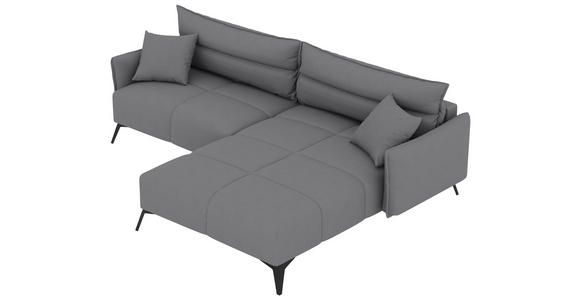 ECKSOFA in Cord Grau  253/180 cm  - Schwarz/Grau, KONVENTIONELL, Textil/Metall (253/180cm) - Carryhome
