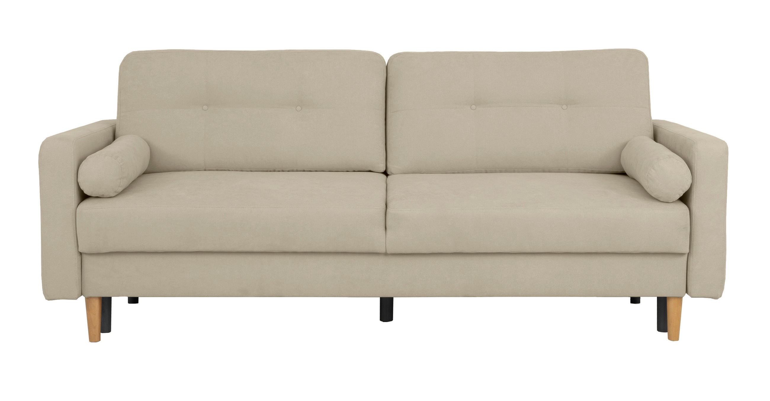 SCHLAFSOFA Taupe - Taupe/Buchefarben, Design, Holz/Textil (222/93/99cm) - MID.YOU