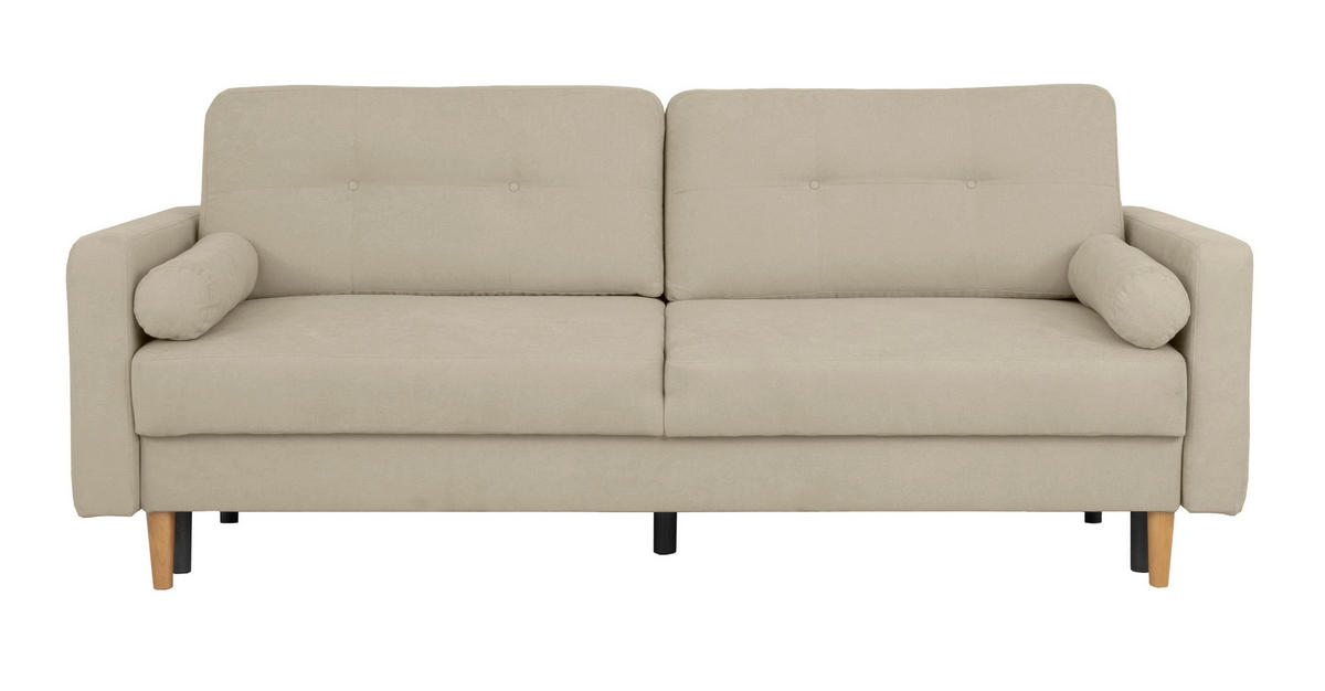 SCHLAFSOFA in Taupe  - Taupe/Buchefarben, Design, Holz/Textil (222/93/99cm) - MID.YOU
