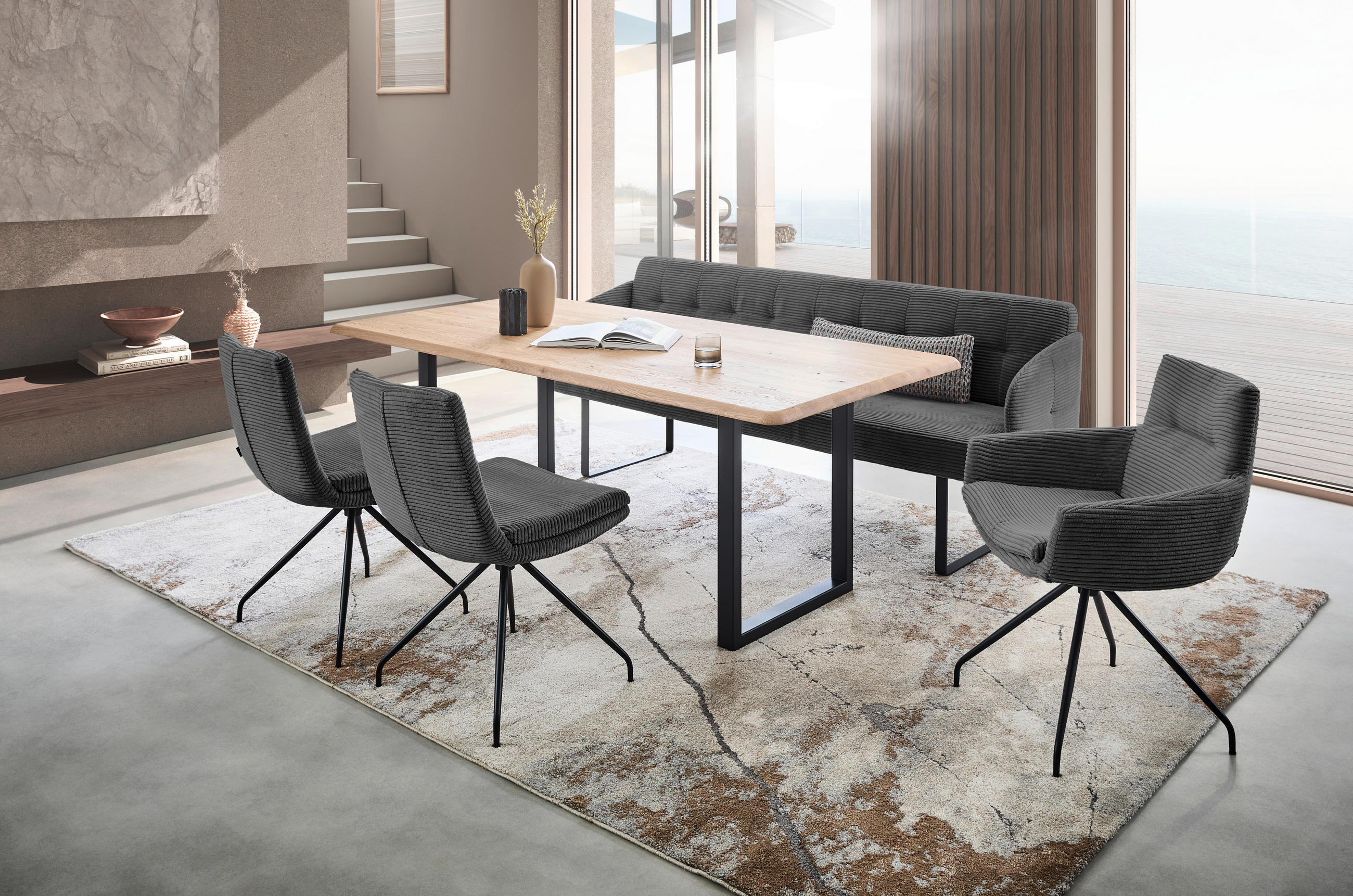 STUHL - Dunkelgrau/Schwarz, Design, Textil/Metall (50/85/64cm) - Musterring