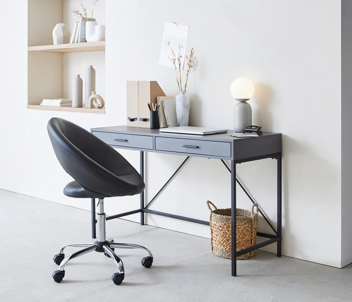 SCHREIBTISCH 120/50/76 cm  in Dunkelgrau  - Dunkelgrau, Design, Holz/Metall (120/50/76cm) - Hom`in