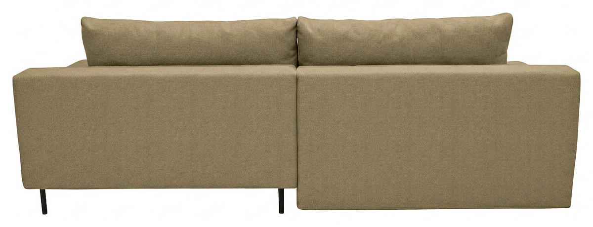 ECKSOFA Olivgrün Struktur Rückenkissen, Bettkasten, Schlaffunktion, Rücken echt, Armteilverstellung, Liegefläche im Originalstoff  - Beige/Schwarz, MODERN, Textil/Metall (263/181cm) - Carryhome