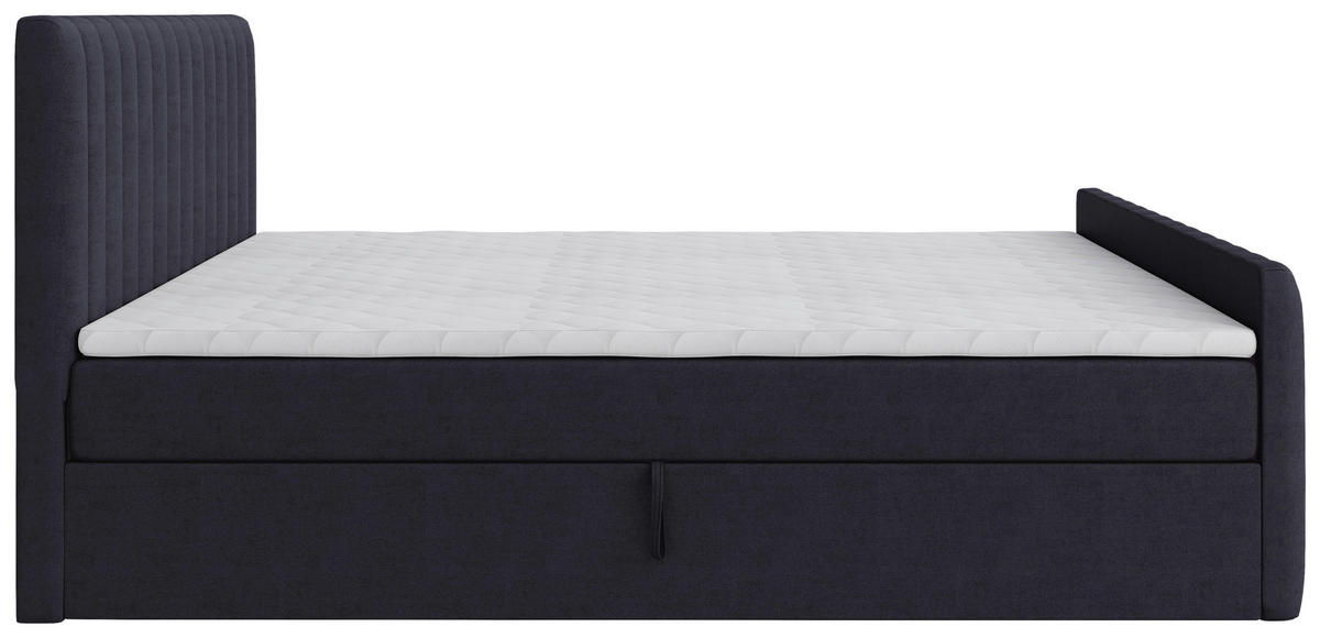 BOXBETT 140/200 cm,  in Graphitfarben, gepolstertes Kopfteil, Bettkasten, Topper, Matratzen, H3 + H3 = fest  - Schwarz/Graphitfarben, Basics, Kunststoff/Textil (140/200cm) - Chameo