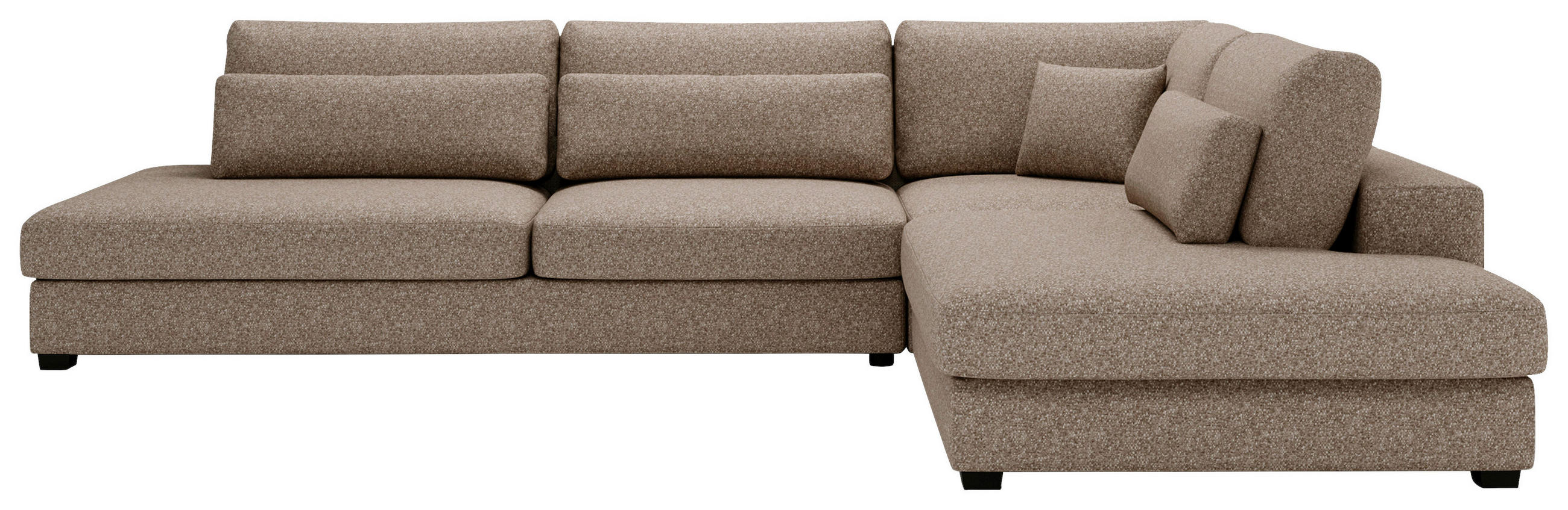 ECKSOFA Hellbraun Plüsch, Bouclé  - Hellbraun/Schwarz, Design, Kunststoff/Textil (332/244cm) - Livetastic