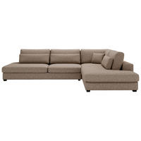 ECKSOFA in Plüsch, Bouclé Hellbraun  - Hellbraun/Schwarz, Design, Kunststoff/Textil (332/244cm) - Livetastic