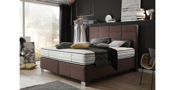 BOXSPRINGBETT 180/200 cm  in Braun  - Alufarben/Braun, KONVENTIONELL, Textil/Metall (180/200cm) - Dieter Knoll