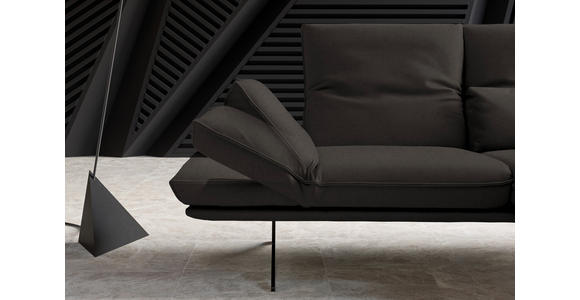 ECKSOFA in Echtleder Graubraun  - Graubraun/Schwarz, Design, Leder/Metall (210/130cm) - Dieter Knoll