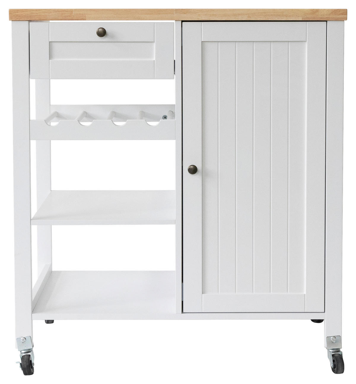 SERVIERWAGEN in Weiß  - Silberfarben/Schwarz, Basics, Holz/Holzwerkstoff (80/89/47cm) - MID.YOU