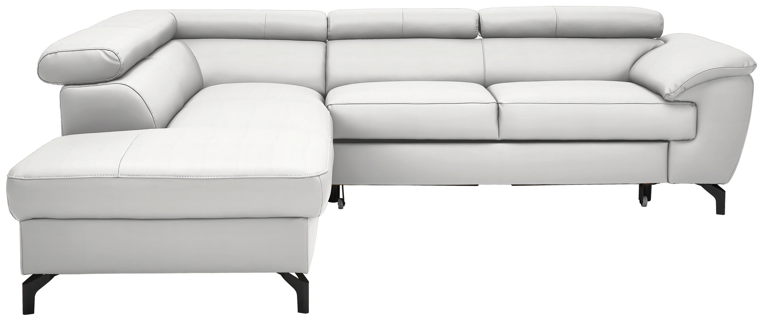 ECKSOFA Echtleder Weiss  - Weiss/Schwarz, Design, Leder/Metall (220/256cm) - Celina Home
