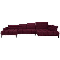 WOHNLANDSCHAFT in Samt, Webstoff Bordeaux  - Bordeaux/Schwarz, Design, Textil/Metall (177/385/216cm) - Welnova