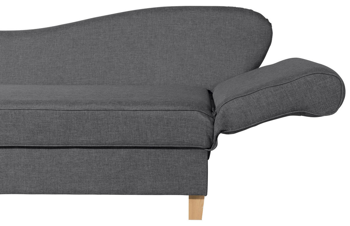 RÉCAMIERE in Flachgewebe Graphitfarben  - Buchefarben/Graphitfarben, Design, Holz/Textil (190/82/88cm) - Max Winzer