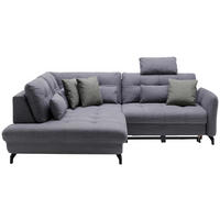 ECKSOFA in Flachgewebe, Leinenoptik Dunkelgrau  - Dunkelgrau/Schwarz, Design, Textil/Metall (208/247cm) - Xora