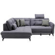 ECKSOFA in Flachgewebe, Leinenoptik Dunkelgrau  - Dunkelgrau/Schwarz, Design, Textil/Metall (208/247cm) - Xora