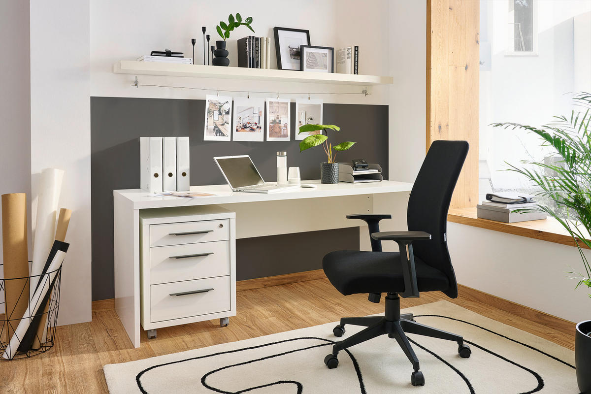 PÍSACÍ STÔL, biela s vysokým leskom, 180/69/75 cm - biela s vysokým leskom, Design, kompozitné drevo (180/69/75cm) - Xora