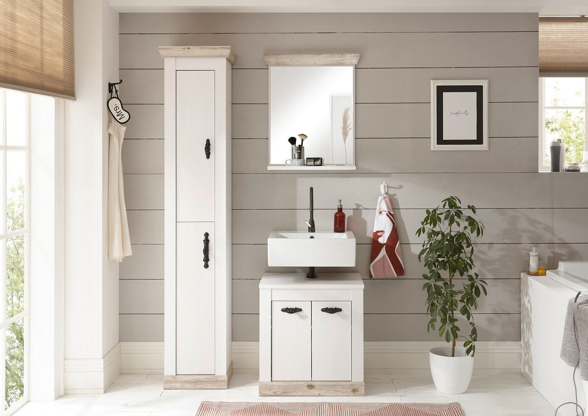 BADEZIMMER 3-teilig  in  - Schwarz/Pinienfarben, Design, Holzwerkstoff/Metall (60/200/46cm) - MID.YOU