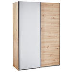 SCHWEBETÜRENSCHRANK  in Grau, Eichefarben  - Dunkelgrau/Eichefarben, MODERN, Holzwerkstoff/Metall (150/223/60cm) - Xora
