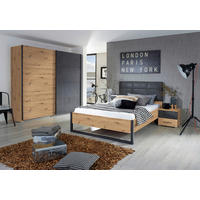SÄNG 140/200 cm  i antracit, grafitfärgad, ek Artisan   - grafitfärgad/ek Artisan, Modern, metall/textil (140/200cm) - Rauch Möbel