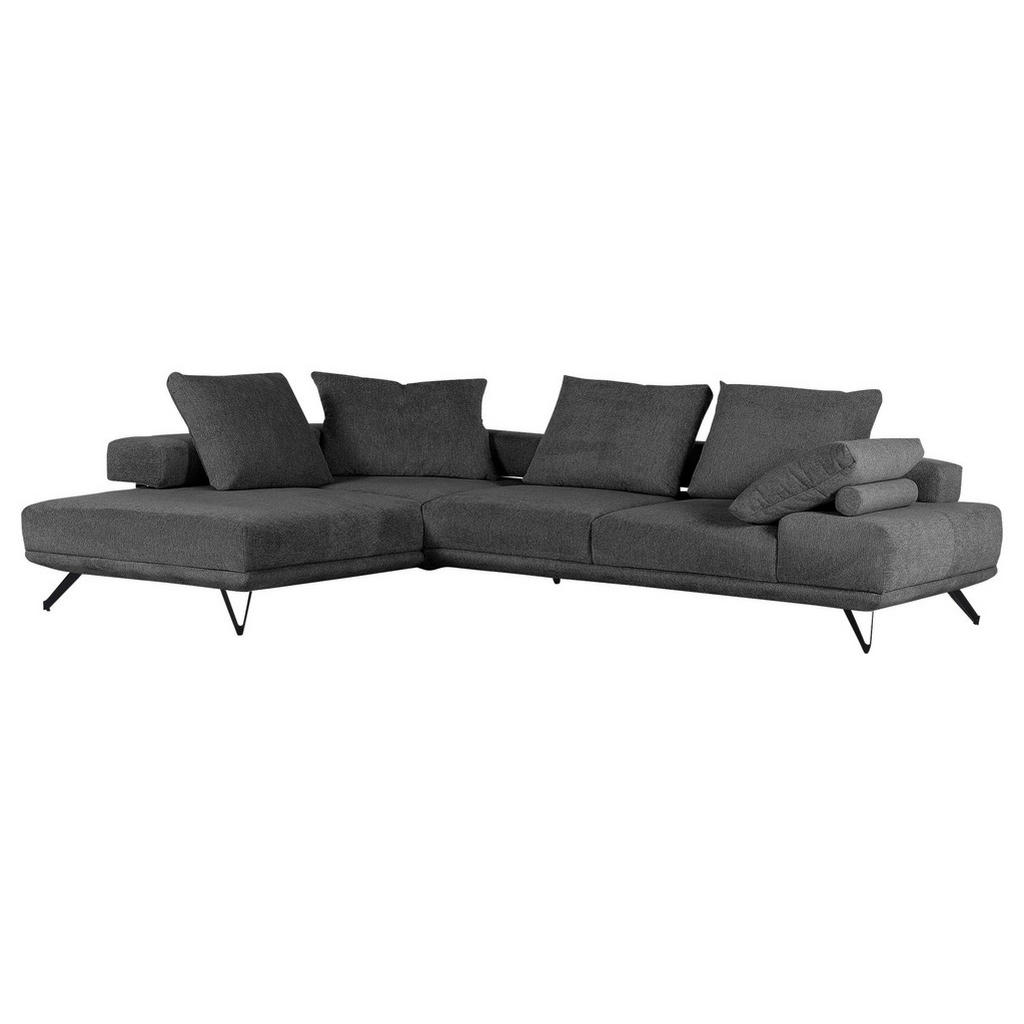 Thumbnail - Carryhome Ecksofa, Dunkelgrau, Textil, 3-4-Sitzer, Füllung: Schaumstoff, Ottomane links, L-Form, 310x240 cm, seitenverke...