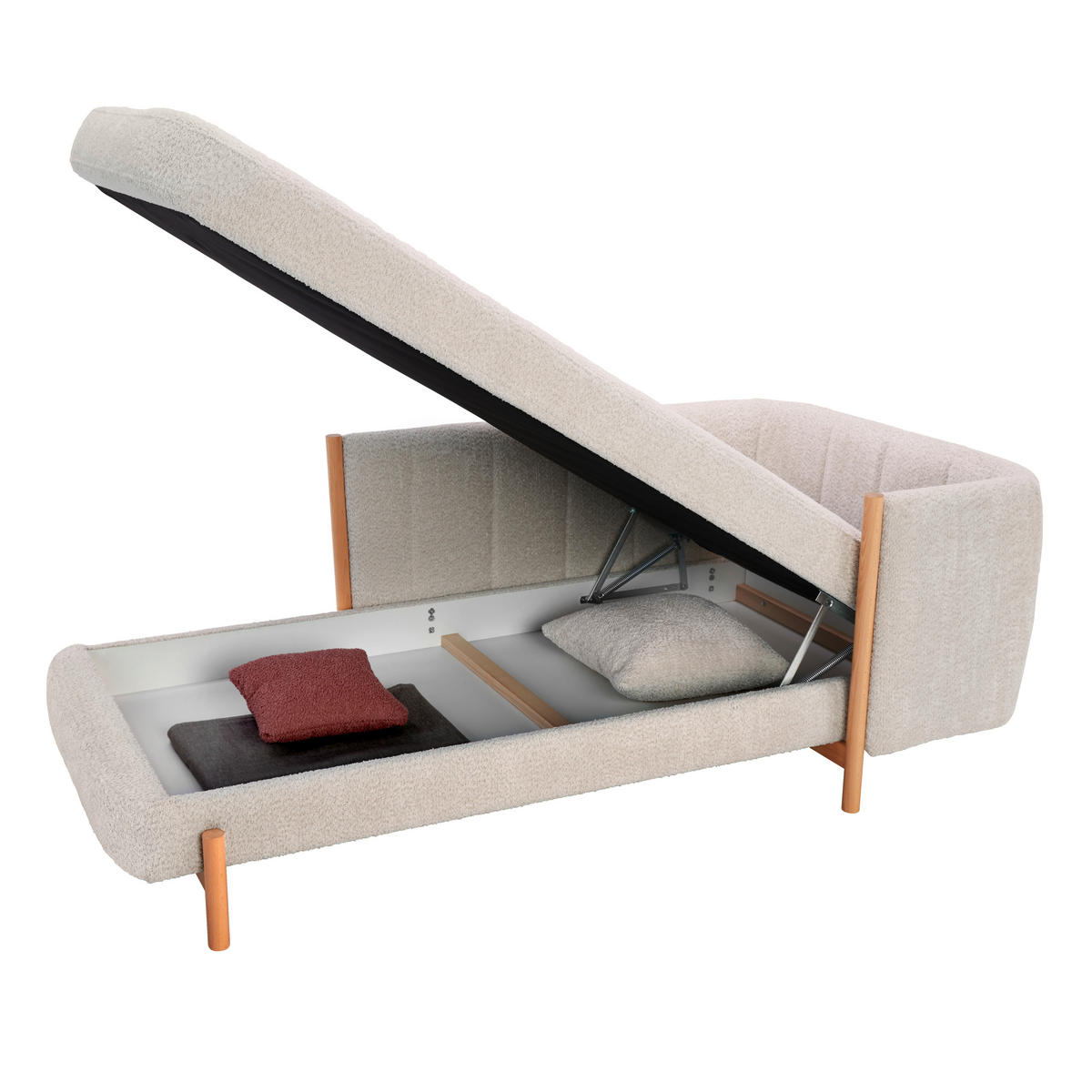 RÉCAMIERE in Plüsch Creme  - Creme/Naturfarben, Design, Holz/Textil (216/90/109cm) - Niels Andersson