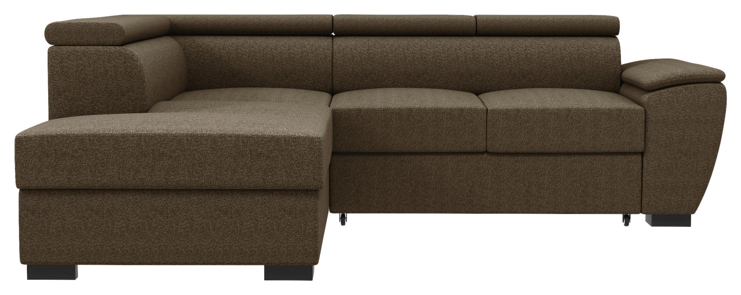 ECKSOFA Braun Flachgewebe  - Schwarz/Braun, KONVENTIONELL, Kunststoff/Textil (220/266cm) - Carryhome