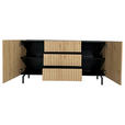 SIDEBOARD LINO in 150/75/40 cm - Eichefarben/Schwarz, Design, Holzwerkstoff/Metall (150/75/40cm) - Xora