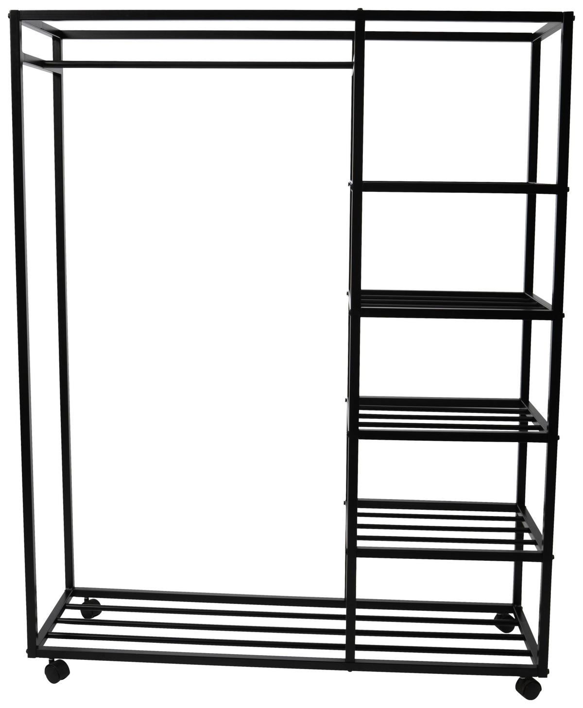 KLEIDERWAGEN in Schwarz 100/140/35 cm   - Schwarz, Basics, Kunststoff/Metall (100/140/35cm)