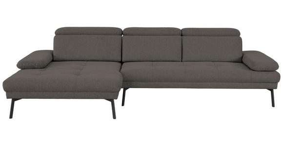 ECKSOFA Anthrazit Webstoff  - Anthrazit/Schwarz, Design, Textil/Metall (188/296cm) - Xora