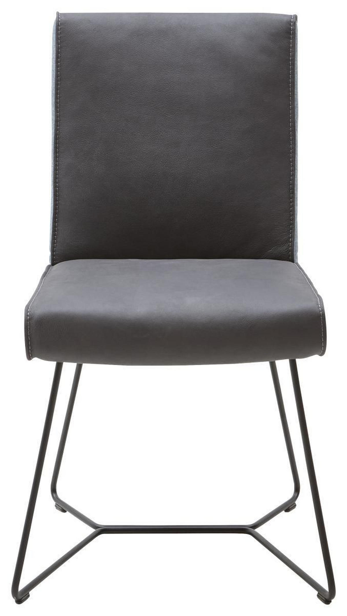 STUHL  in Stahl Flachgewebe Echtleder  - Türkis/Dunkelbraun, Design, Leder/Textil (64/93/65cm) - Ambiente
