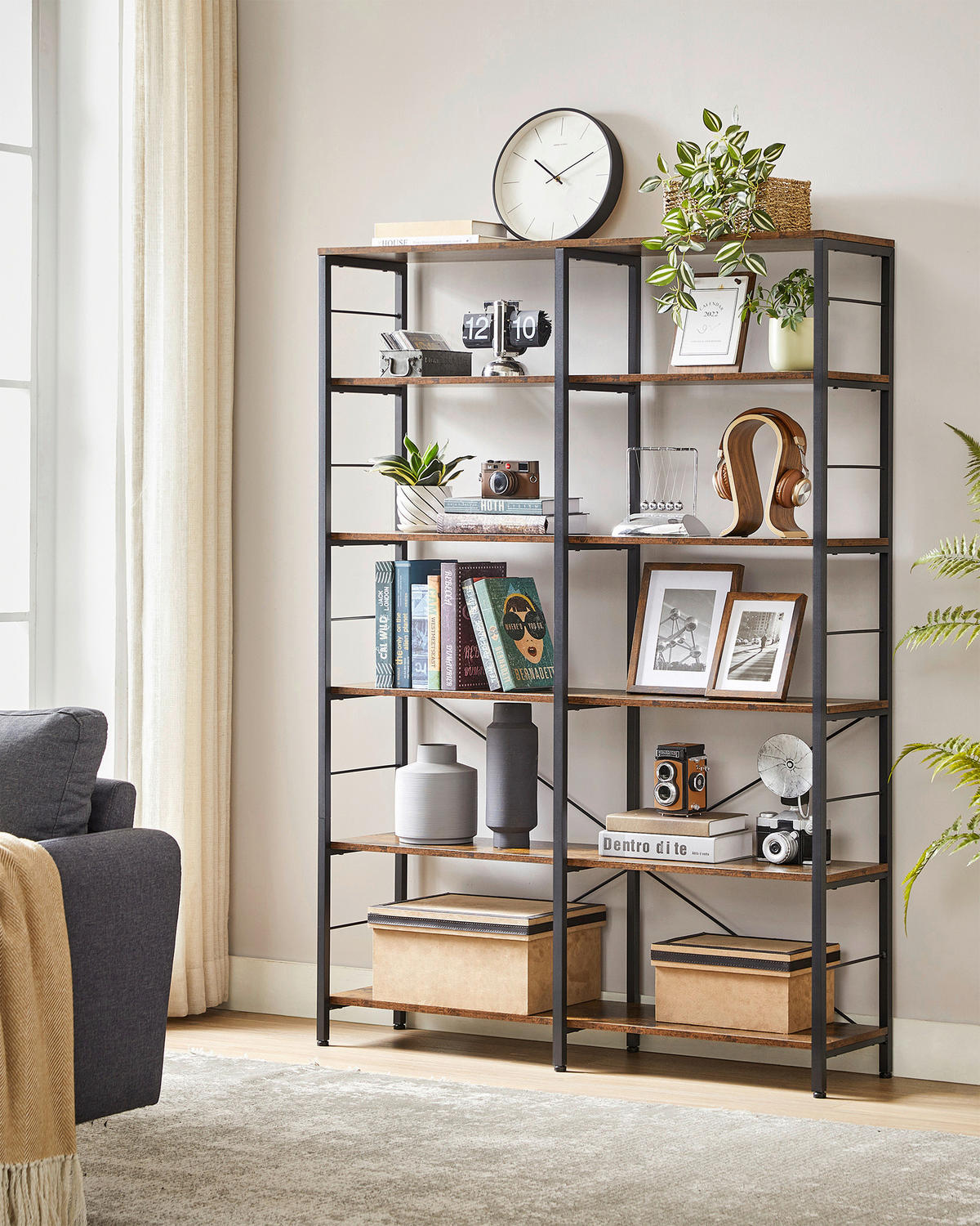 REGAL 120/172,5/30 cm Braun, Schwarz  120/172,5/30 cm  - Schwarz/Braun, Trend, Holzwerkstoff (120/172,5/30cm) - Boxxx