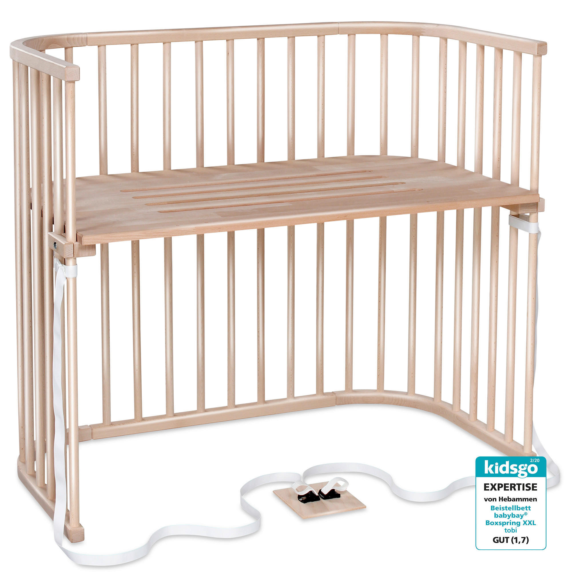 BEISTELLBETT BOXSPRING XXL 110/62/96,50 cm  - Naturfarben, Basics, Holz (110/62/96,50cm) - Babybay