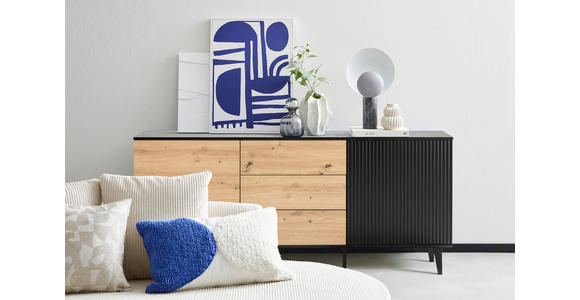 SIDEBOARD  in 178/78/40 cm  - Schwarz/Eiche Artisan, Design, Holzwerkstoff/Metall (178/78/40cm) - Xora
