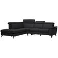 ECKSOFA in Echtleder Schwarz  - Schwarz, Design, Leder/Metall (239/289cm) - Cantus