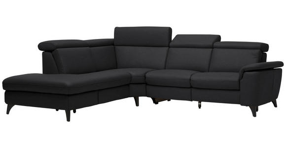 ECKSOFA in Echtleder Schwarz  - Schwarz, Design, Leder/Metall (239/289cm) - Cantus