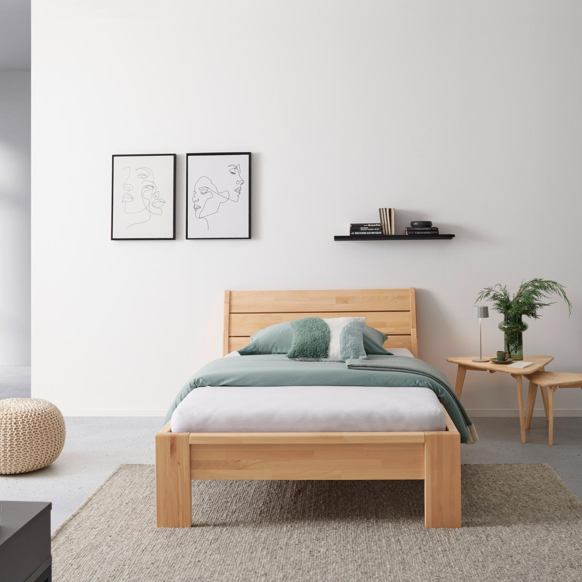 BETT 120/200 cm  in Kernbuche  - Kernbuche, MODERN, Holz (120/200cm) - MID.YOU