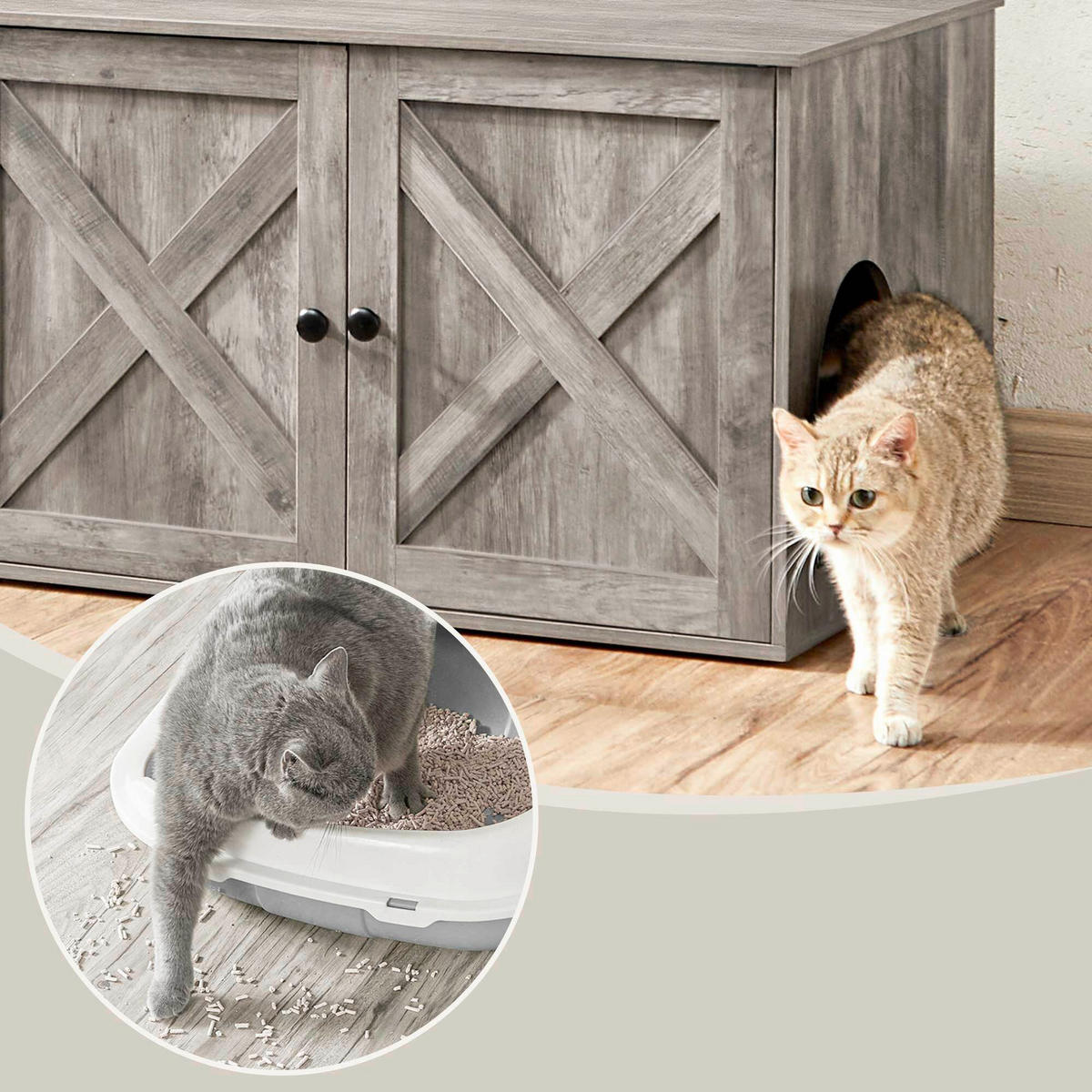 KATZENTOILETTE - Greige, Trend, Holzwerkstoff (80/50/53cm) - Boxxx