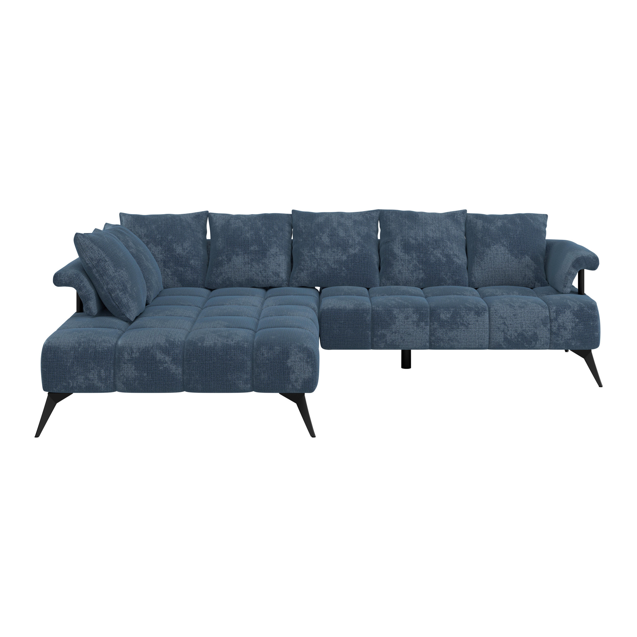 ECKSOFA VANESSA Blau Flachgewebe  - Blau/Schwarz, MODERN, Kunststoff/Textil (200/297cm) - Livetastic