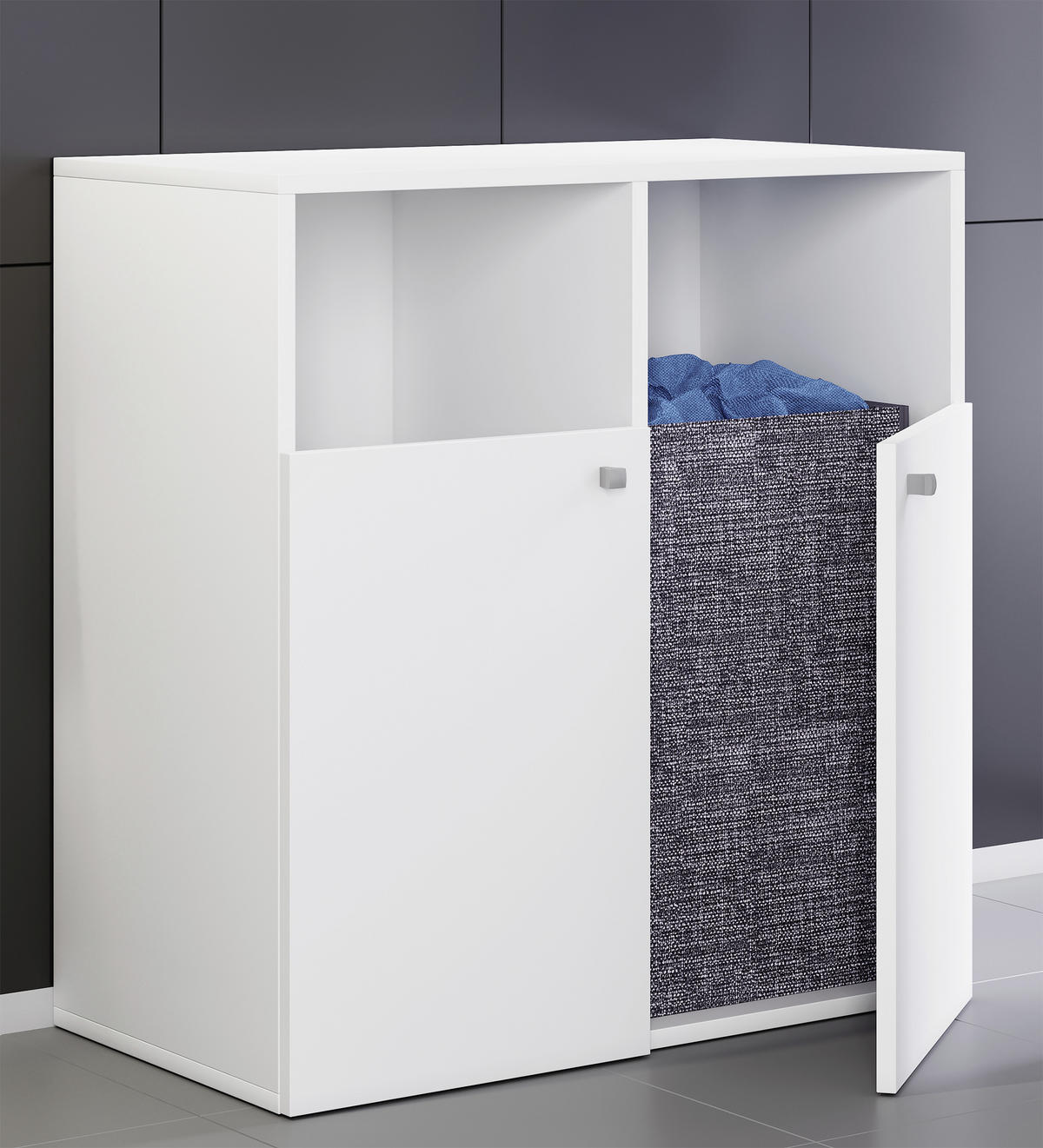 WÄSCHESCHRANK 80/74/39 cm  in Weiß  - Weiß/Grau, MODERN, Holzwerkstoff/Kunststoff (80/74/39cm) - MID.YOU