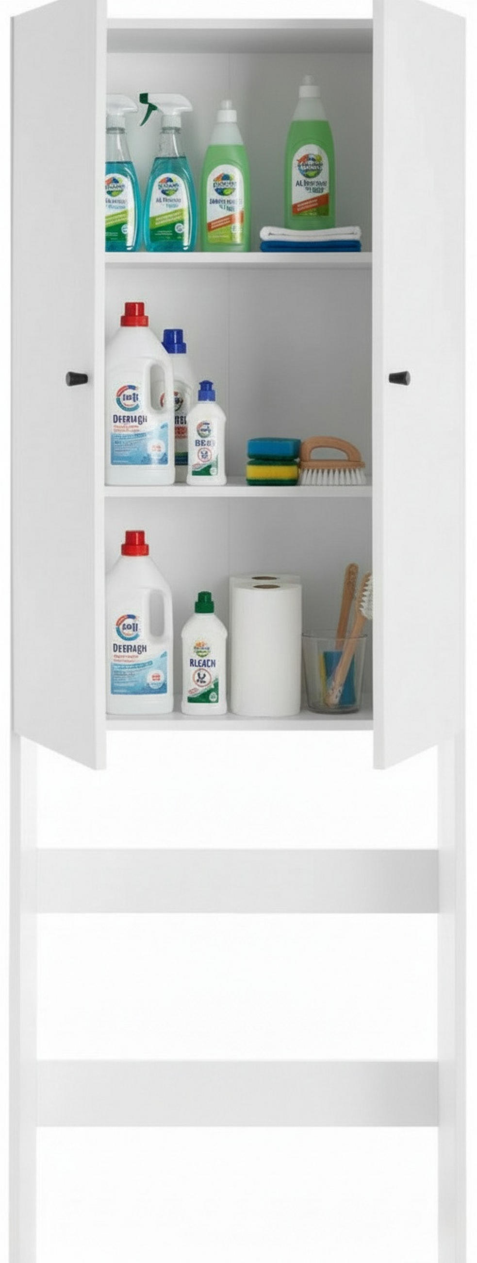 WASCHMASCHINENSCHRANK 65/190/31,8 cm  in Weiß  - Schwarz/Weiß, Basics, Holzwerkstoff/Metall (65/190/31,8cm) - Milino