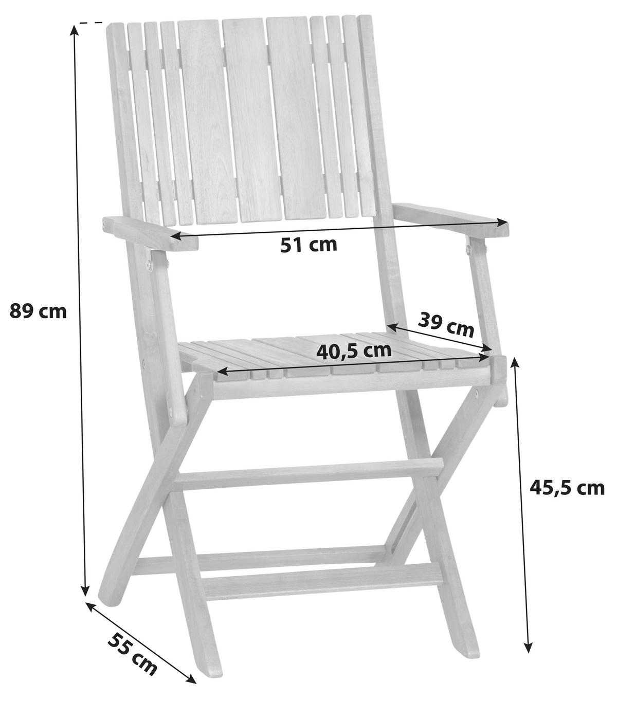 GARTENKLAPPSESSEL Akazie Akaziefarben  - Akaziefarben, KONVENTIONELL, Holz (51/89/55cm) - Siena Garden